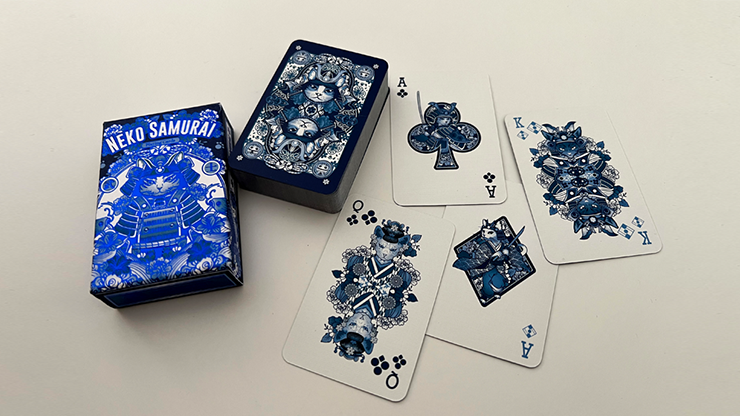 Neko Samurai (Mini Blue) Playing Cards