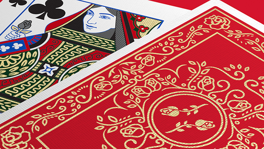 Red Roses Gold Foil Playing Cards (Fully Marked)