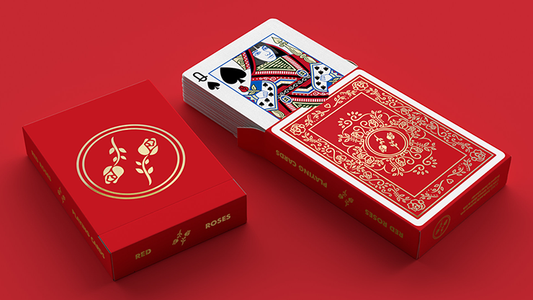 Red Roses Gold Foil Playing Cards (Fully Marked)