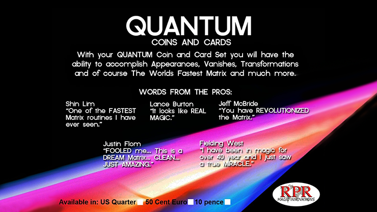 Quantum Coins (Euro 50 cent Blue Card) Gimmicks and Online Instructions by Greg Gleason and RPR Magic Innovations